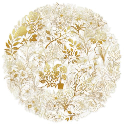50 Blätter Blumen Aufkleber Golden Plant Aufkleber Belohnung Blumenerziehung Dekorative Für Journal