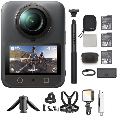 DJI Osmo 360 Adventure Combo mit Mehrere Zubehör, 360 Kamera 1-Zoll-Sensor für 360° Aufnahmen, Action-Cam mit 3 Akkus, Natives 8K 360° Video