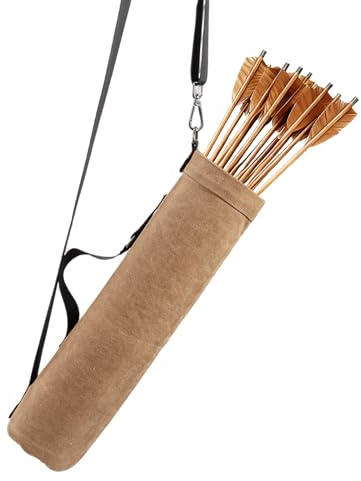 YTDYQFLZH Quiver Arrow Holder, Waxed Canvas Archery Quivers, Portable Arrow Quiver for Outdoor Hiking, Hunting, Shooting, Training, Targeting, Cosplay, Only the Quiver is Included (Brown)