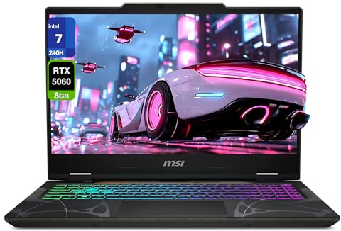 msi Cyborg 15 Gaming Laptop, Intel 7-240H, 32 GB DDR5 RAM, 2 TB PCIe SSD, 15.6 FHD (1920x1080) 144 Hz IPS Display, Nvidia G-Force RTX 5060, 4-Zone RGB Keyboard, W11 Home, Translucent Black