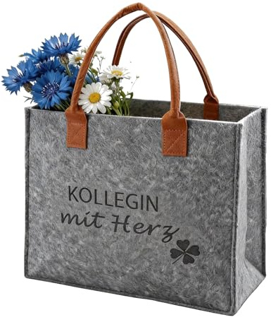 Personalisierte Filztasche groß Einkaufstasche mit Spruch Geschenktasche | 40*15*30cm 18L Filz Shopper Bag für Frau Damen Mann, Tasche Filz Geschenk Kollegin, Klein Auszeit, Eine Tasche Voll Glück