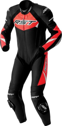 RST Tractech Evo D3O perforierte 1-Teiler Motorrad Lederkombi, schwarz/rot, 50