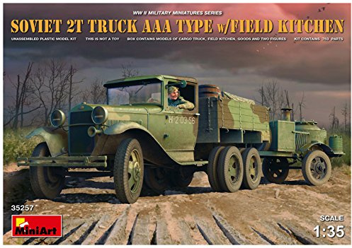MiniArt 35257 1:35 Sov. 2to.LKW AAA m. Feldküche (2) - originalgetreue Nachbildung, Modellbau, Plastik Bausatz, Basteln, Hobby, Kleben, Modellbausatz, Zusammenbauen, unlackiert