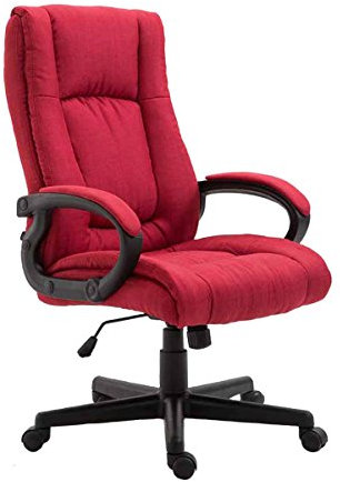 CLP Bürostuhl XL Sparta mit Stoffbezug | Drehbarer Chefsessel mit Wippmechanismus | Drehstuhl mit Armlehnen l Max. Belastbarkeit 140 kg, Farbe:rot