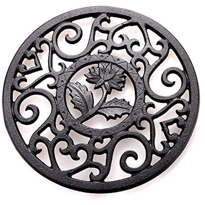 HwaGui Japanese Cast Iron Trivets/Teapot Stand Insulated Pot Mat to Protect The Desktop, 13.5 cm (5 Inch) - Black