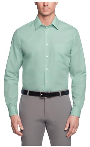 Van Heusen Men's Popeline, Normale Passform, Fester Spitzkragen Dress Shirt (Pack of 1)
