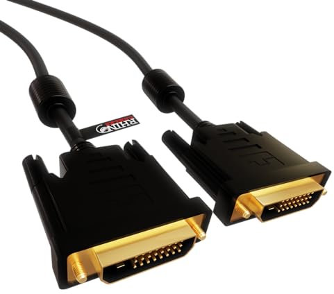 rhinocables - DVI-D Dual Link Cable | Digital Video Monitor Lead | Male to Male 24+1 Pin | Seamless Connectivity | Robust Construction | For TV, PC, Gaming, Projector, Gold, 10m