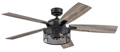 Honeywell Ceiling Fan 50614-01 - Ventilatore da soffitto Carnegie, 52 pollici, colore: Nero opaco