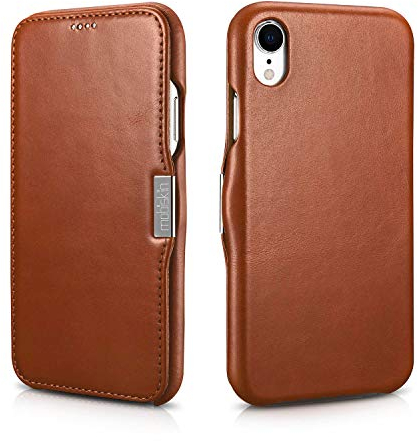 Mobiskin Hülle kompatibel mit Apple iPhone XR (6,1 Zoll), Handyhülle mit echtem Leder, Case, Schutzhülle, dünne Handy-Tasche, Slim Cover, Vintage Braun