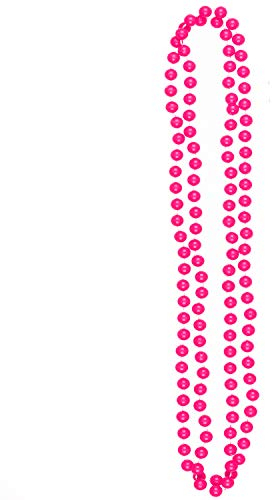 Collier de perles fluo pour fête des années 80 Accessoire de déguisement, [PO] Pierres précieuses et perles roses, chaîne éventuellement en métal ou synthétique