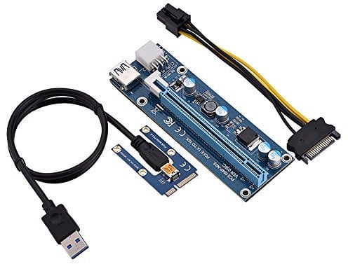 VBESTLIFE PCI-E zu PCI Express16x 6-poliger Extender-Riser-Adapter mit SATA-Netzkabel zum Extrahieren externer Grafikkarten für Laptops