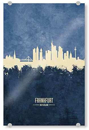 artboxONE Acrylglasbild 150x100 cm Städte/Frankfurt Frankfurt Skyline Navy - Bild Frankfurt Germany