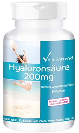 Vitamintrend Hyaluronsäure 200mg, 180 Kapseln, hochdosiert, Nahrungsergänzungsmittel vegan ohne Magnesiumstearat, in Deutschland hergestellt