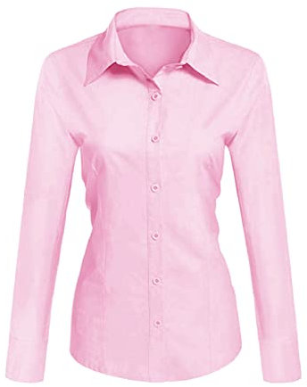 Toocool - Chemise Femme Slim Fit Manches Longues Blouse Blouse Moulante Coton C-S020 [XL, Rose]