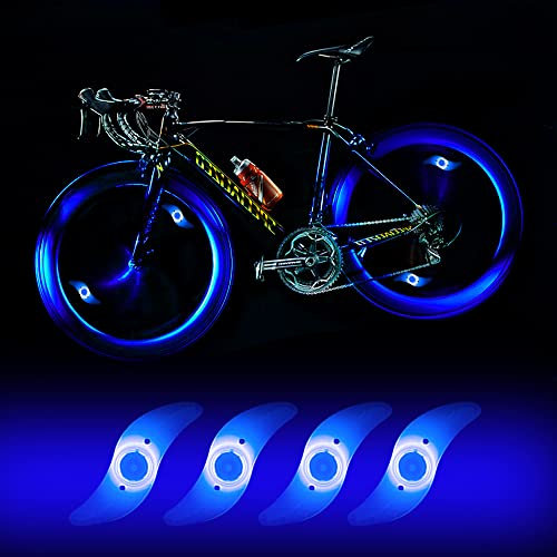 yifengshun Luci per Ruote a LED per Bici con 3 Modalità Fash Ciclismo Cerchio Pneumatico Luce Blu Avviso Luci al Neon Accessori per Biciclette Lampada Flash Impermeabile 4psc
