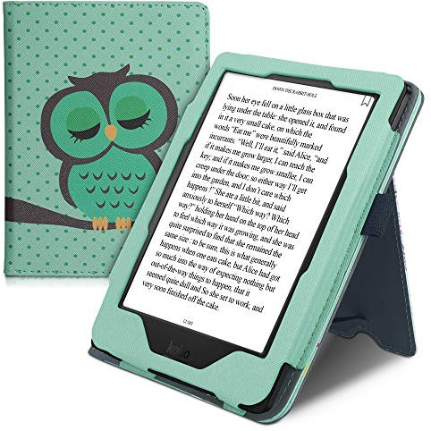 kwmobile Étui pour liseuse électronique Compatible avec Kobo Clara HD - Étui Housse Protection Turquoise-Marron-Menthe glaciale