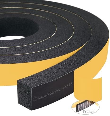 Yotache Schaumstoff Klebeband Selbstklebend 25 mm(B) x 20 mm(D) Türdichtungen Selbstklebend für Anti-Kollision Schwarz (2 Rollen je 2m lang)
