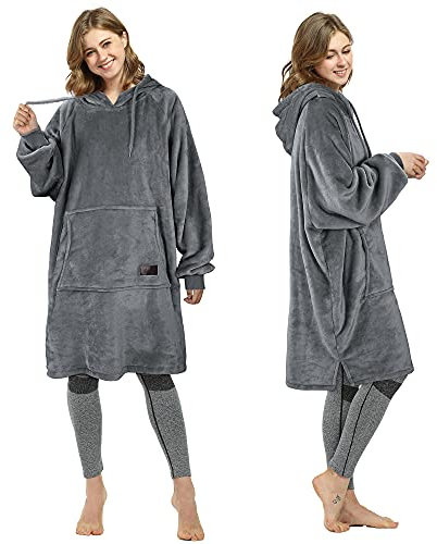 Catalonia Classy Vestaglia Donna Invernale, Felpa Coperta indossabile, Felpa Calda, Felpa Vestito di Pile, Coperta con Maniche Cappuccio