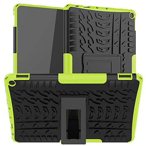 For Amazon Fire HD 10 Tablet And Fire HD 10 Plus Tablet (10.1 Display) (11th Generation / 2021) Shockproof Case, Hybrid [Tough] Rugged Armor Protective Tablet Case With Built-in [Kickstand] - Green