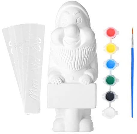Rivanto® Do-It-Yourself Gartenzwerg mit Pinsel, Schablonen und Farben, Gartendekoration