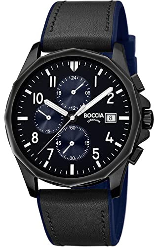 Boccia Herren Analog Quarz Uhr mit Kautschuk Armband 3334-01