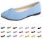 Hwalleum Women's Ballet Flats, Womens Simple Casual Flat Shoes Solid Color Pumps Ladies Girls Dolly Ballet Ballerina Work Smart Office Formal Comfort Pointed Toe Slip On Flats Shoes Light Blue