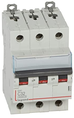 Legrand 407862E Interrupteur automatique magnétique thermique 3P, 32A, courbe C, 10 kA, 3 modules, DX3