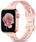 Dirrelo Bracelet Compatible avec Apple Watch Strap 38mm 40mm 41mm pour Femmes Filles, Silicone Souple Mince Dentelle Respirant Braceletpour iWatch Series SE 8 7 6 5 4 3 2 1, Bébé Rose
