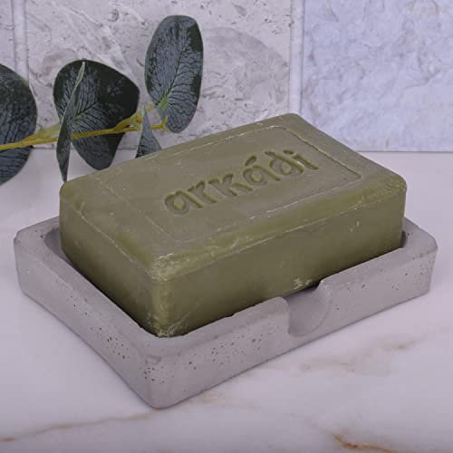 Tivendis Seifenschale Plateau Design aus Beton in grau Bad Badezimmer Waschbecken Dusche Seifenhalter Handarbeit