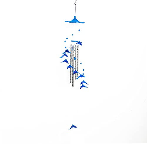 Delphin Windspiele, Blau Windspiele, Metall Wind Chimes Klangspiel, Aluminiumrohre Windspiele, für Die Innen Garten und Außendekoration von Balkontraufen