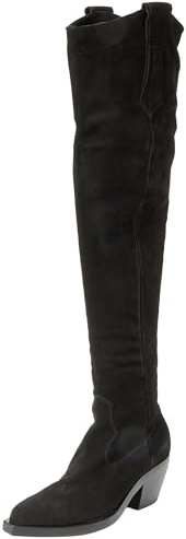 Pinko Strauss TEXANO CUISSARD Suede, Stivali Western Donna, Z99_Nero Limousine, 40 EU