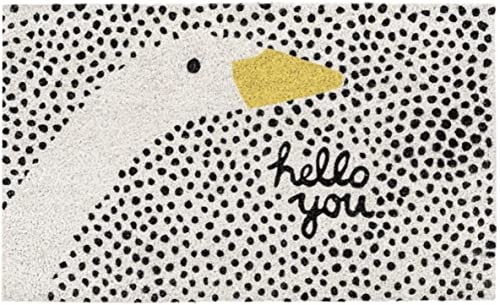 Black & White Hello You Door Mat Fun Goose Head Polka Dot Doormat Novelty New Home Gift Bombay Duck Machine Washing Novelty Funny Door Pad Shoe Mat Porch Decor 23.6x15.7 Inch