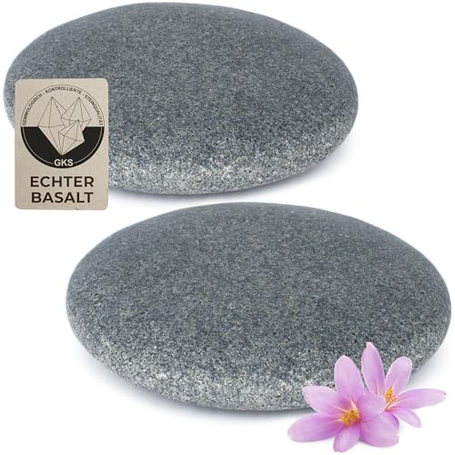 Hot Stone Nackenstein aus zertifiziert echtem Basalt für viel Wärme (2 Stück) – zur Ergänzung deines Hot Stone Massage Sets
