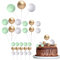30 Pcs Mini Balloon Cake Topper, Green and Gold Foam Balls Cake Decorations, DIY Foam Ball Pearl Ball Cupcake Topper for Baby Shower Wedding Anniversary Birthday Party(White&Gold&Green)
