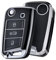 OATSBASF Autoschlüssel Hülle VW, Schlüssel Hülle Kompatibel für VW Golf 7 Schlüsselhülle, Schlüsselbox Cover für VW Polo, Skoda, Tiguan, MK7 3-Tasten (Silber Rand-Schwarz)