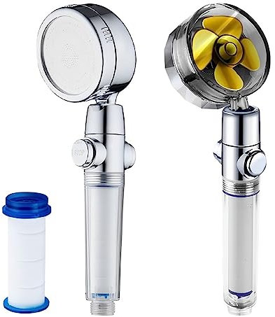 Alcachofa de Ducha Alta Presión con Hélice, Cabezal de Ducha Giratorio de 360 °, Mango de Ducha de Mano Universal con Filtro para Ahorro Agua, Ideal para Ducha para Baño y Spa