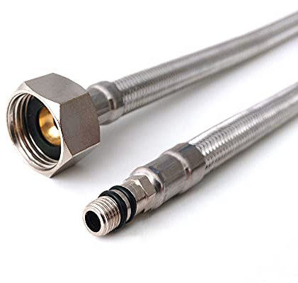 Xcel Home Lot de 2 raccords flexibles M8 x 1/2 (300 mm) | 4 longueurs | Paire de queues de tuyau flexible BSP monobloc pour mitigeur de cuisine/lavabo | Acier inoxydable tressé, M8X1/2