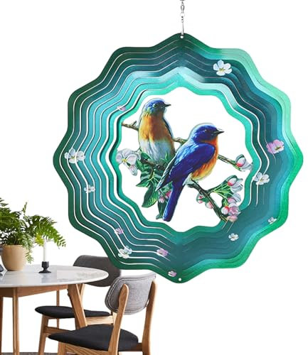 Molinillos de viento para exteriores – Diseño 3D Carillón de viento giratorio de 360° | Molinillo de viento creativo para decoración al aire libre con diseño de doble cara Zorq