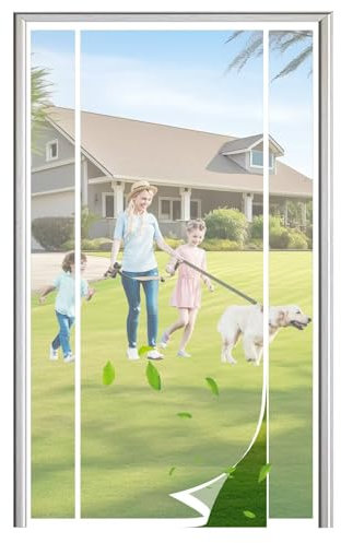 Wirksamer Insektenschutz, Lamellenvorhang Fliegengitter, einfach und schnell zu montieren Kinderleichte Klebemontage ​Ohne Bohren, Weiß,215x215cm