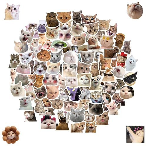 ktxaby 100 Stück Katzen Aufkleber Set süße lustige Katzen Sticker wasserdichte Vinyl Cute Cat Sticker Pack für Laptop Skateboard Wasserflaschen Handy Koffer Gitarre