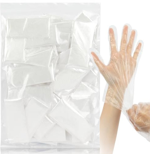 100 guanti di plastica usa e getta (50 paia), guanti in plastica per uso alimentare, per la preparazione degli alimenti, guanti trasparenti per la preparazione degli alimenti, guanti da cucina,