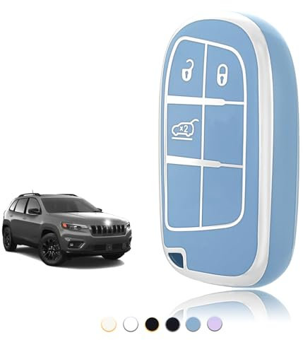 TOOMUME Cover Chiave, Guscio Chiave Adatto per Jeep Cherokee Renegade Compass Wrangler Dodge Challenger Charger Ram 1500 Chrysler 300C Fiat 500X, Custodia Chiavi Telecomando Copri Chiavi - Smart Key