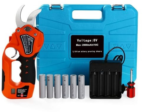 tijeras de podar eléctricas, Tijeras de podar eléctricas, tijeras de podar inalámbricas profesionales de 8V y 150W con batería de litio de 6, 2Ah, Kits de herramientas de poda de árboles eléctricos Fá