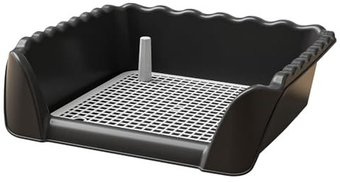 Milageto Soporte para Almohadilla para orinar para Perros, Bandeja portátil para Orinal de Entrenamiento antisalpicaduras, fácil de Limpiar, con Poste, Negro