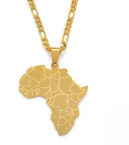 Afrique Carte pendentif colliers Femmes Hommes Couleur Argent/or Couleur bijoux africains 077621B Nützlich und attraktiv