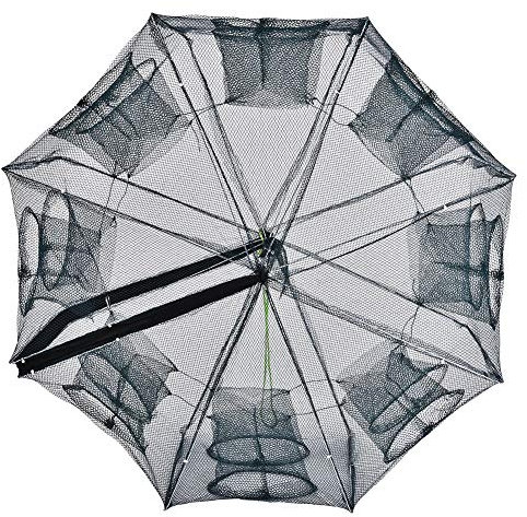Ausla Foldable Nylon Fishing Net Cage, Nylon and Steel Wire Fishing Net, Fishing Net, Crab Net, Shrimp Net, 8-hole, 16-hole Crayfish Net Fishing Net (16 holes)