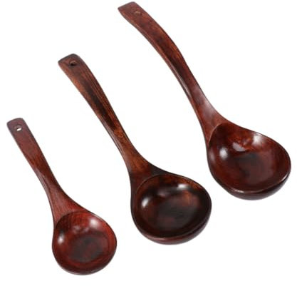 FUNOMOCYA 3piezas Cucharas De Madera Unidades Cucharón Sopera Utensilios De Cocina Ecológicos