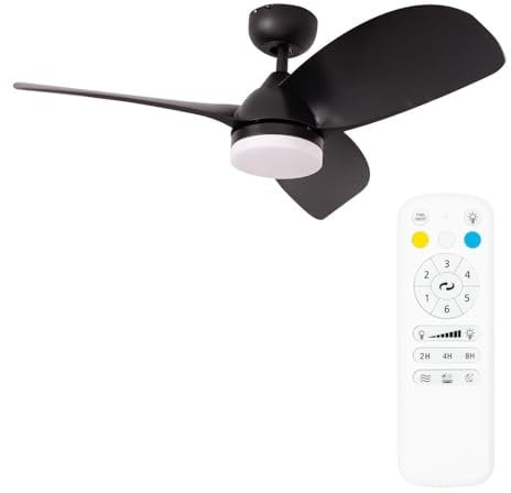ValueLights | 36” Ceiling Fan with Integrated LED Dimmable Light and Black Blades | Ceiling Fans with Lamps, Home Décor & Improvement Essential | Includes Remote Control