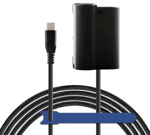 Camaisa EP-5B DC accoppiatore cavo intrecciato tipo C a EN-EL15 batteria fittizio per Nikon Z5 Z6 Z6II Z7 Z7II Z8 D500 D610 D750 D780 D800 D800e D810 D810a D850 D7000 D70000 D80 D81 7100 D7200 D7500