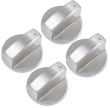 Beatifufu 4 Stück Brennerreglerknöpfe aus Zinklegierung Herdknopf Ersatz mit Einfacher Bedienung und Komfortablem Austausch für Elektroherd und Ofen Silber